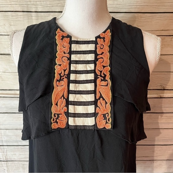 Mayle Black Silk Sleeveless Ruffle Top - Picture 3 of 7